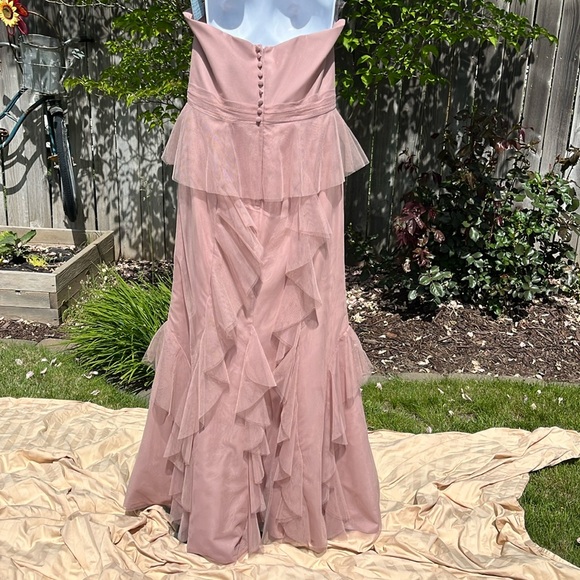 NWT Alfred Angelo Formal Evening Gown Blush Tulle Ruffle Maxi Sz 10 - Picture 7 of 14